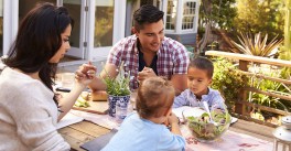 Family praying at mealtime