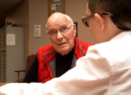 Residents visits with his pen pal.